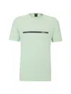Hugo Boss Stretch-cotton Regular-fit T-shirt With Embossed Artwork In Light Green