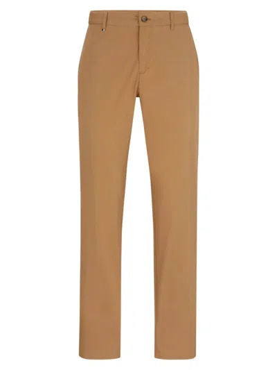 Hugo Boss Slim-fit Trousers In Stretch Cotton In Beige