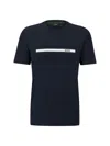 Hugo Boss Stretch-cotton Regular-fit T-shirt With Embossed Artwork In Dark Blue