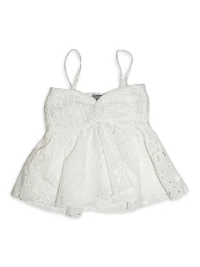 Flowers By Zoe Girl's Eyelet Camisole Top In White