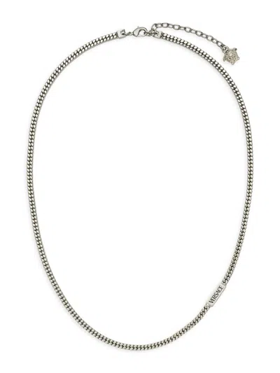 Versace Men's Logo Chain-link Necklace In Palladium