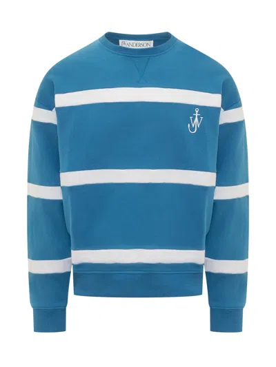 Jw Anderson J.w. Anderson Striped Sweatshirt In Blue/white