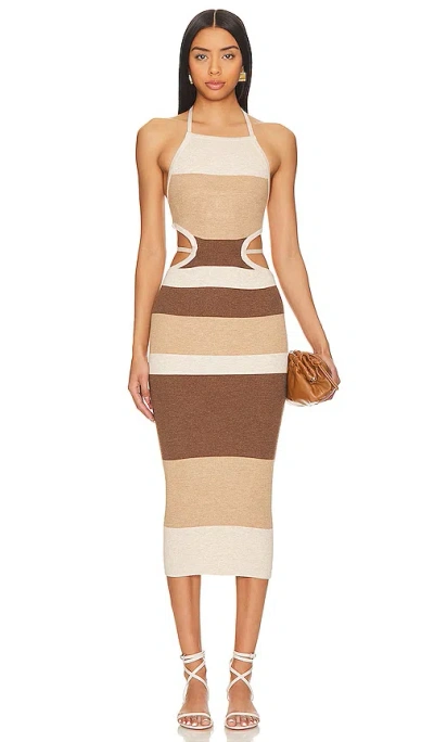 Camila Coelho Emlyn Stripe Knit Dress In Tan