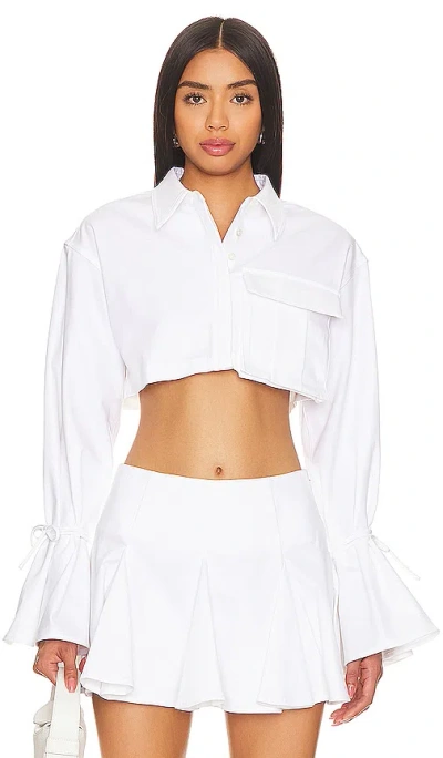 Camila Coelho Luz Cropped Shirt In White