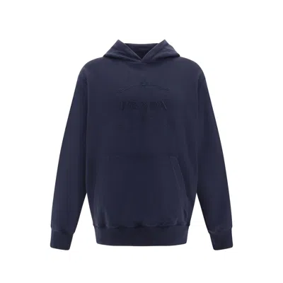 Prada Hooded Sweatshirt In Blue