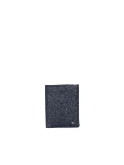 Tom Ford Small Grain Vertical Blue Cardholder