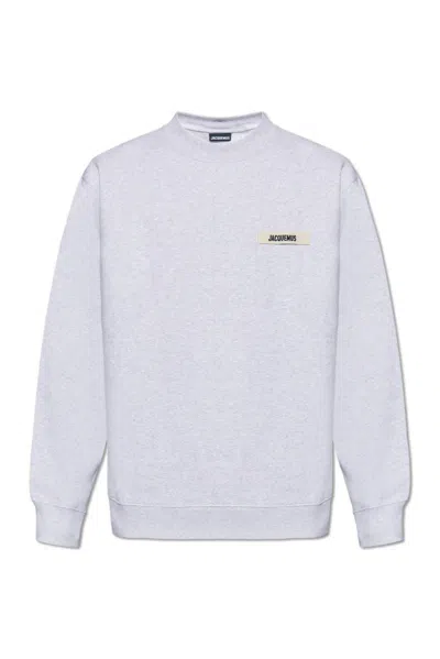 Jacquemus Logo Patch Crewneck Sweatshirt In Grey