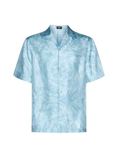 Versace Shirt In Pale Blue