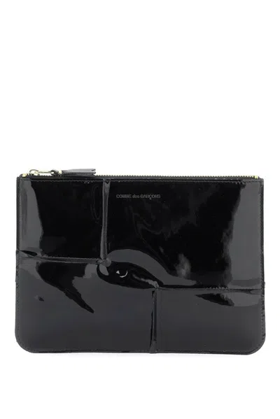 Comme Des Garçons Wallet Cdg Reversed Hem Serie Zipped Pouch In Black