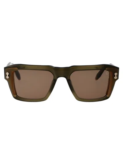 Akoni Hercules Sunglasses In Olive-crystal Olive Side Shield W/g-15