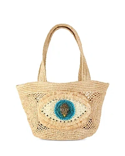 Kurt Geiger Evil Eye Raffia Tote Bag In Beige