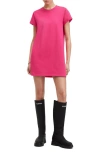 Allsaints Womens Neon Pink Anna Round-neck Organic-cotton Mini Dress