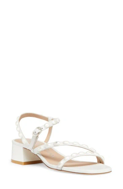 Stuart Weitzman Women's Pearlita 35mm Lacquered Leather Sandals In White
