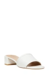 Stuart Weitzman Cayman Linen Block-heel Mule Sandals In White