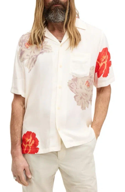 Allsaints Roze Floral Print Relaxed Fit Shirt In Ecru White