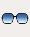 Isabel Marant Women's Black & Blue Gradient Oversized Square Sunglasses In Black Turquoise Gradient