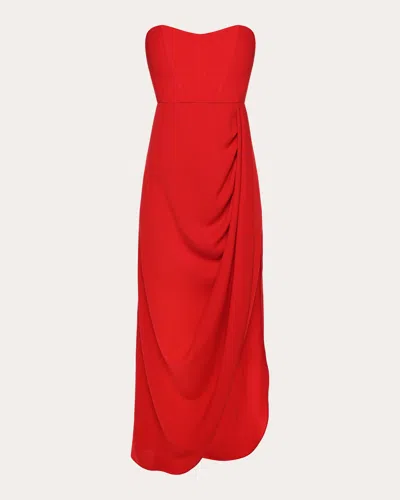 Dalood Women's Draped Crepe Midi Dress In Red