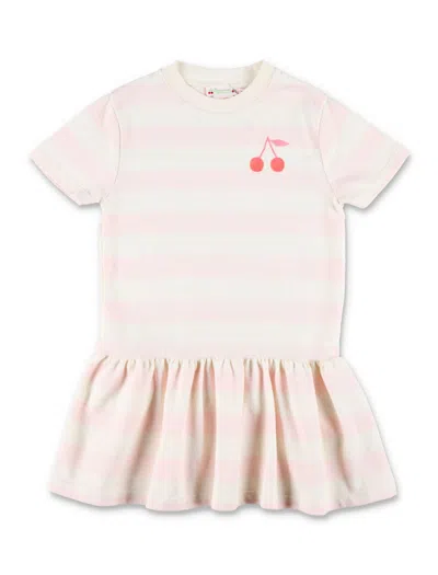 Bonpoint Kids' Girls Pink Stripe Cotton Cherry Dress In Powder Pink
