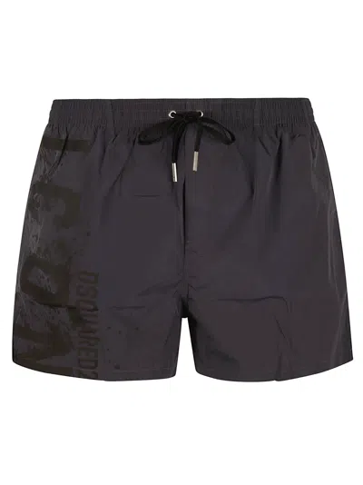 Dsquared2 Drawstring Waist Icon Swimshorts In Anthracite
