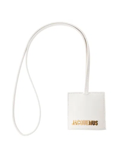 Jacquemus Le Porte Cle Bagage White Key-chain With Logo Lettering In Smooth Leather Man In Bianco