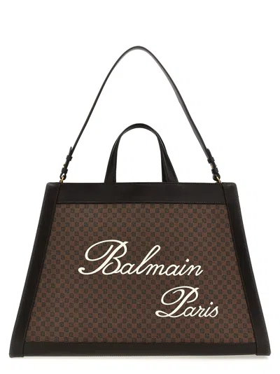 Balmain Oliviers Cabas Shopping Bag In Brown