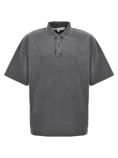 Jw Anderson Anchor Short-sleeved Polo Shirt In Gray