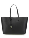 Versace Virtus Leather Tote Bag In Nero