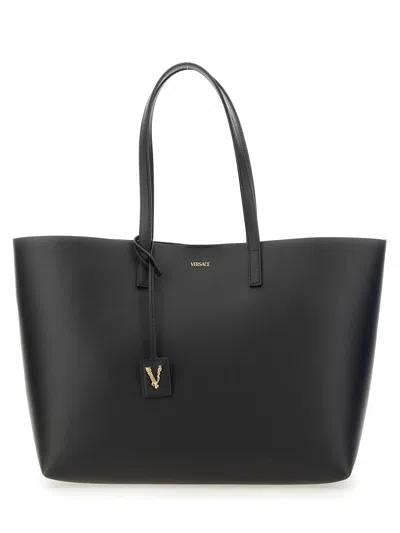 Versace Virtus Shopper Bag In Nero