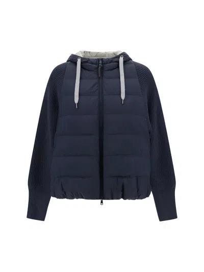 Brunello Cucinelli Hooded Down Jacket In Night Sky