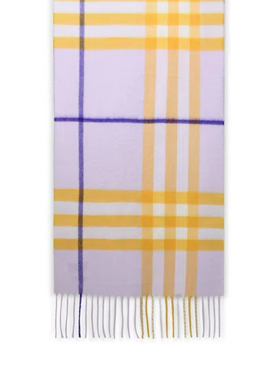 Burberry Lilac Cashmere Scarf In Purple/yellow