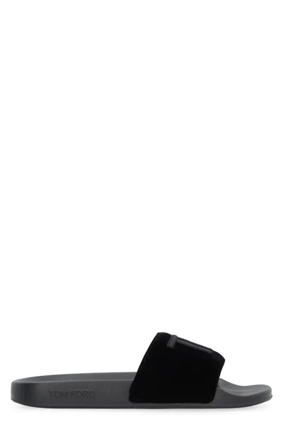 Tom Ford Harris Velvet Sandals In Black