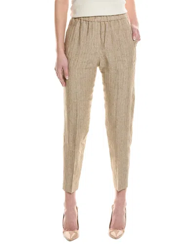 Peserico Pull-on Linen Pant In Brown
