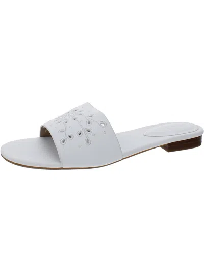 Lauren Ralph Lauren Andee Eyelet Leather Slide Sandal Woman Sandals White Size 9.5 Soft Leather