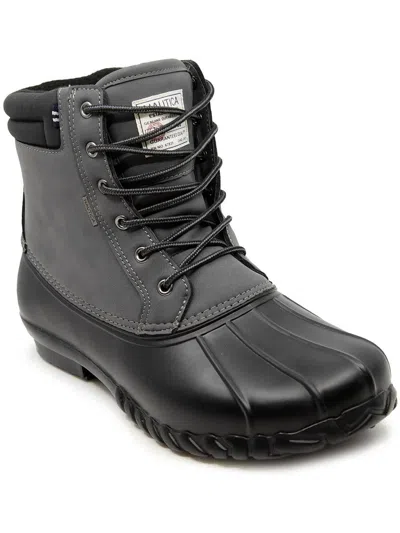 Nautica Channing Mens Faux Leather Lace-up Winter & Snow Boots In Charcoal,black