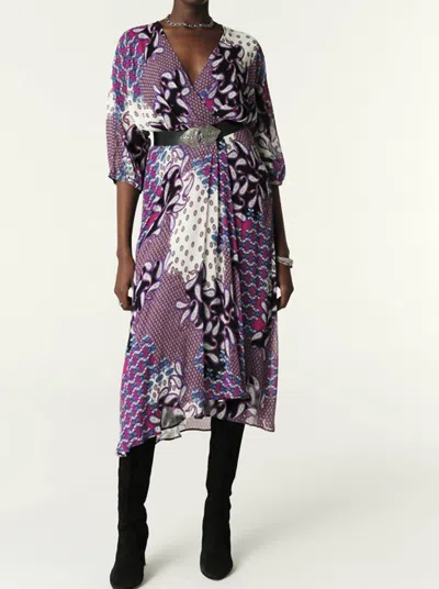 Ba&sh Ba & Sh Dressing Gown Blake Printed Faux Wrap Midi Dress In Purple