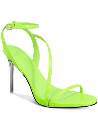 Aaj By Aminah Women's Zayn Lucite Heel Asymmetrical Strap Dress Sandals In Neon Green