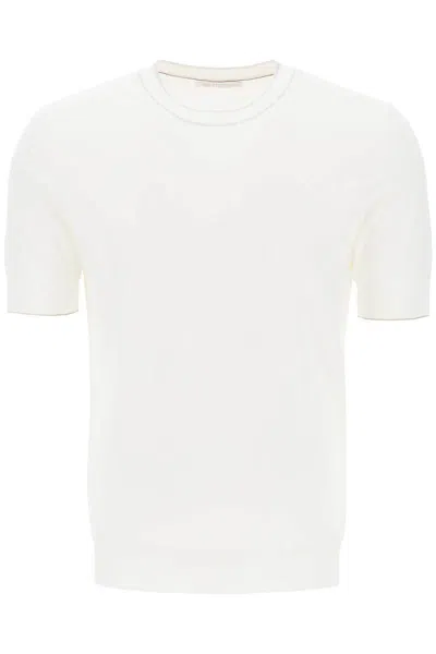 Brunello Cucinelli Cotton Yarn T-shirt For Men In White