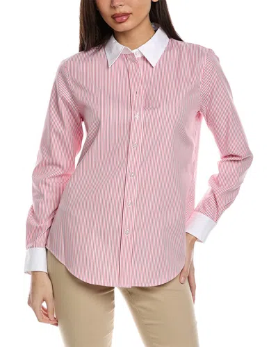 Jones New York Oversize Stripe Long Sleeve Button-up Shirt In Pink
