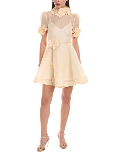 Zimmermann Luminosity Liftoff Linen & Silk-blend Mini Dress In Beige