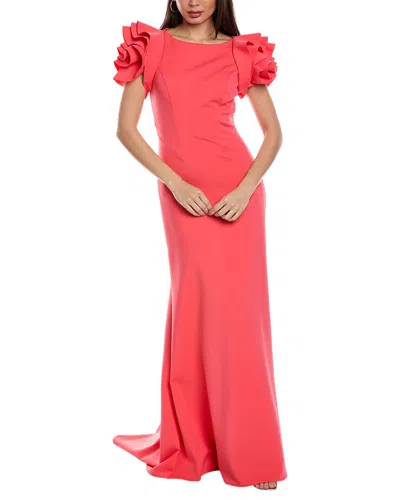 Rene Ruiz Rosette Sleeve Gown In Pink