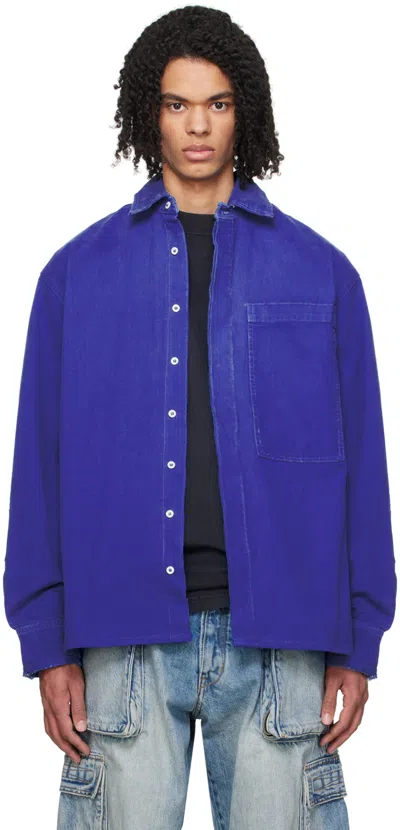 B1archive Blue Oversized Long Sleeve Shirt In Canvas Surf The Web