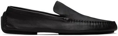 The Row Black Lucca Slip-on Loafers In Blk Black