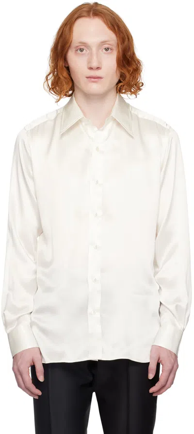 Tom Ford Silk Charmeuse Slim Fit Shirt In White