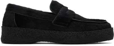 Vinny's Black Creeper Loafers In Pony Hair Black