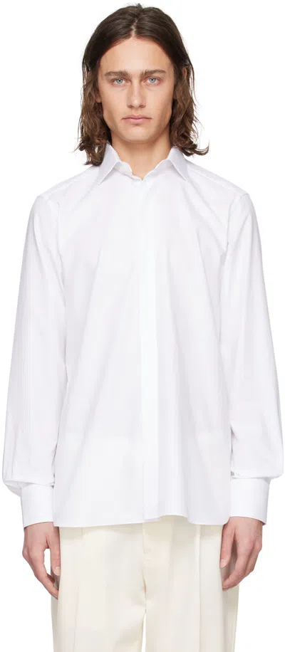 Zegna Spread-collar Cotton Shirt In White