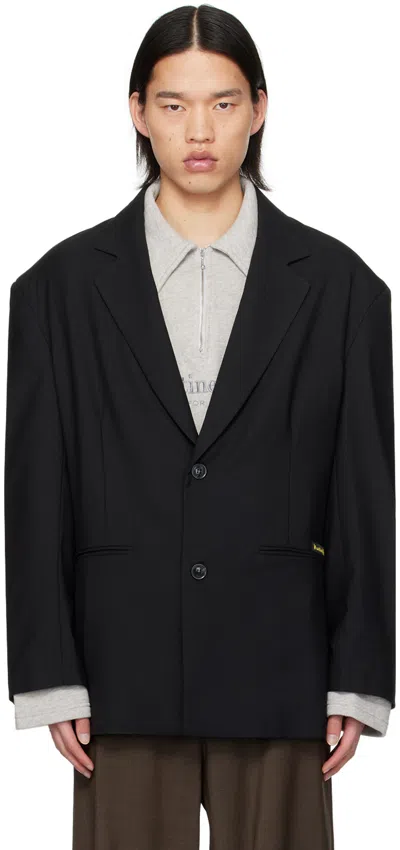 Martine Rose Logo-patch Single-breasted Blazer In Black