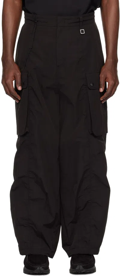 Wooyoungmi Black Curved Cargo Trousers In 939b Black