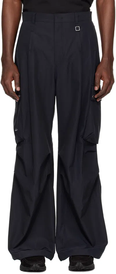 Wooyoungmi Navy Tucked Trousers In 934n Navy