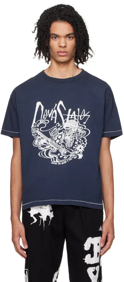 Deva States Blue Print T-shirt In Indigo Dyed Blue