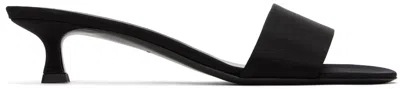 The Row Leather Kitten-heel Slide Sandals In Black